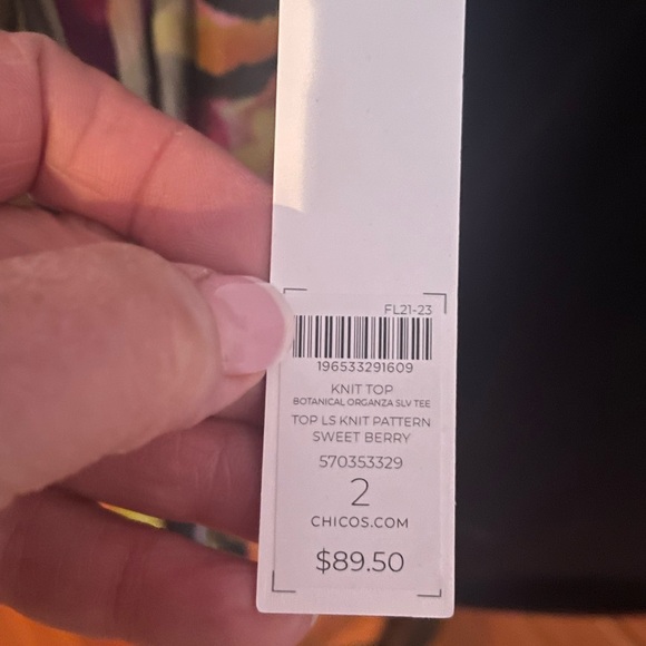 Chico's Asymmetrical Black and Orange 3/4 Sleeve Blouse - Picture 8 of 11